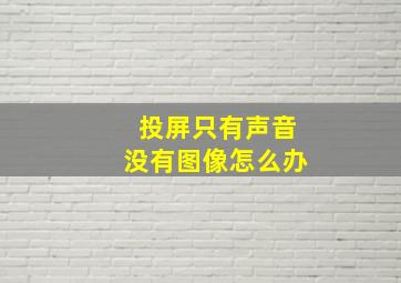 投屏只有声音没有图像怎么办