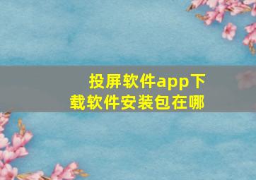 投屏软件app下载软件安装包在哪