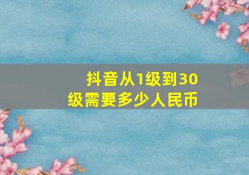 抖音从1级到30级需要多少人民币