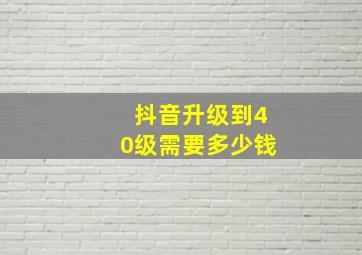 抖音升级到40级需要多少钱