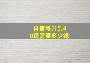 抖音号升到40级需要多少钱