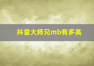 抖音大师兄mb有多高