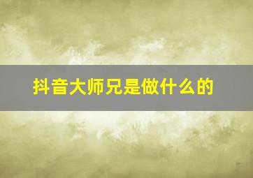 抖音大师兄是做什么的