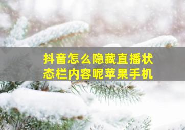 抖音怎么隐藏直播状态栏内容呢苹果手机