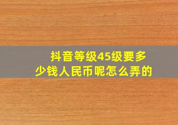 抖音等级45级要多少钱人民币呢怎么弄的