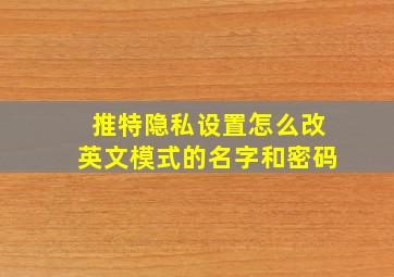 推特隐私设置怎么改英文模式的名字和密码