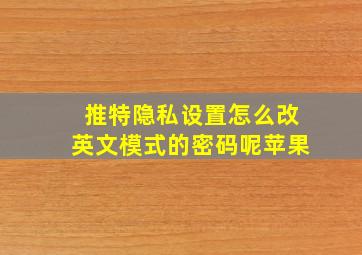 推特隐私设置怎么改英文模式的密码呢苹果