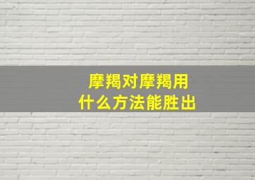 摩羯对摩羯用什么方法能胜出