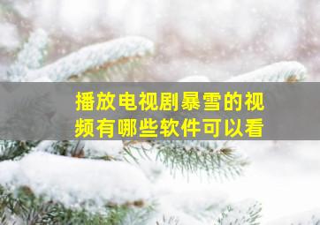 播放电视剧暴雪的视频有哪些软件可以看