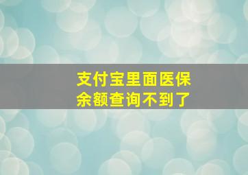 支付宝里面医保余额查询不到了