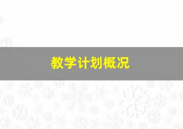 教学计划概况