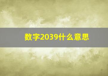 数字2039什么意思