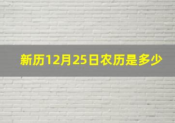 新历12月25日农历是多少