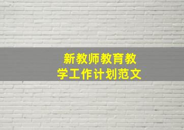 新教师教育教学工作计划范文