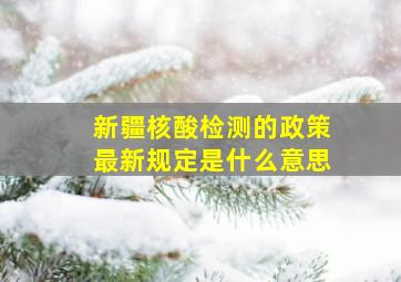 新疆核酸检测的政策最新规定是什么意思