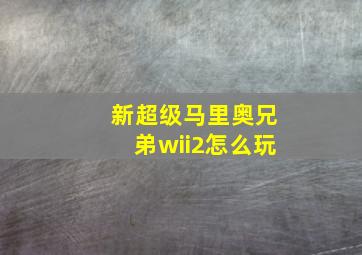 新超级马里奥兄弟wii2怎么玩