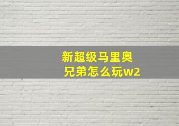 新超级马里奥兄弟怎么玩w2