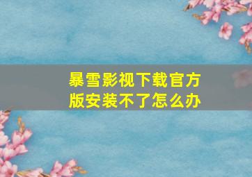 暴雪影视下载官方版安装不了怎么办