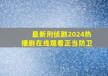 最新刑侦剧2024热播剧在线观看正当防卫