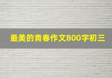 最美的青春作文800字初三