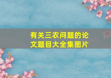 有关三农问题的论文题目大全集图片