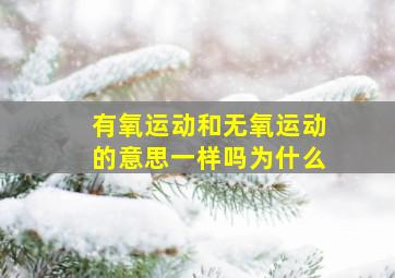 有氧运动和无氧运动的意思一样吗为什么