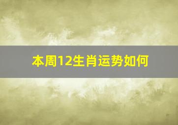 本周12生肖运势如何