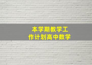 本学期教学工作计划高中数学