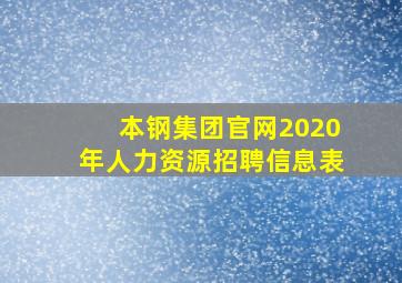 本钢集团官网2020年人力资源招聘信息表