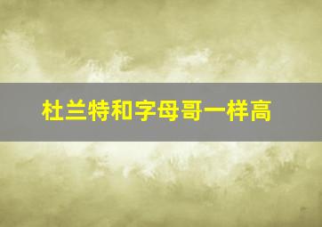 杜兰特和字母哥一样高