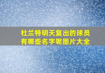 杜兰特明天复出的球员有哪些名字呢图片大全