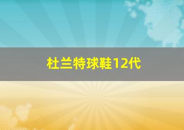 杜兰特球鞋12代