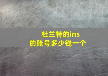 杜兰特的ins的账号多少钱一个