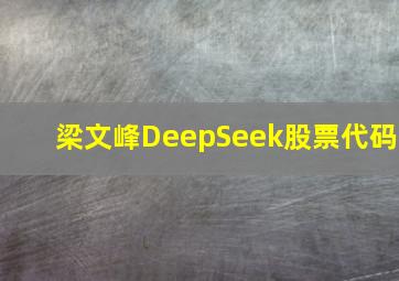 梁文峰DeepSeek股票代码