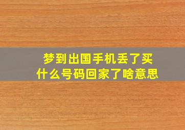 梦到出国手机丢了买什么号码回家了啥意思