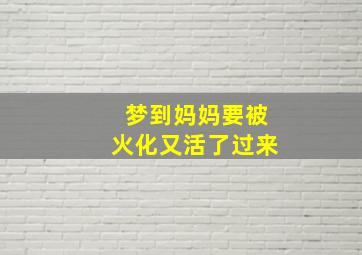 梦到妈妈要被火化又活了过来