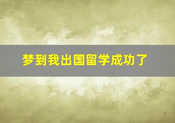 梦到我出国留学成功了