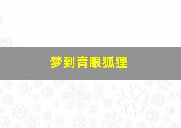 梦到青眼狐狸