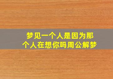 梦见一个人是因为那个人在想你吗周公解梦