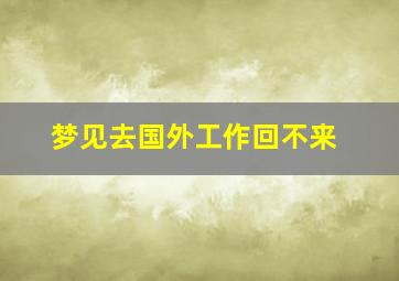 梦见去国外工作回不来