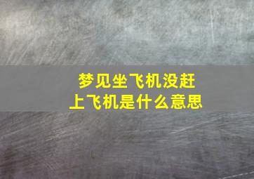 梦见坐飞机没赶上飞机是什么意思