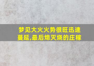 梦见大火火势很旺迅速蔓延,最后熄灭烧的庄稼