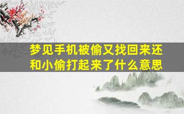 梦见手机被偷又找回来还和小偷打起来了什么意思