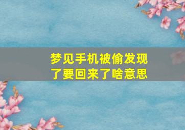 梦见手机被偷发现了要回来了啥意思