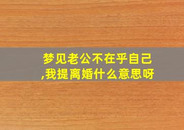 梦见老公不在乎自己,我提离婚什么意思呀