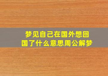 梦见自己在国外想回国了什么意思周公解梦