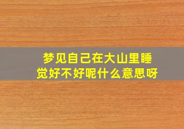 梦见自己在大山里睡觉好不好呢什么意思呀