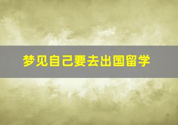 梦见自己要去出国留学