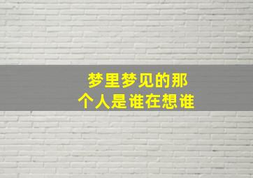 梦里梦见的那个人是谁在想谁