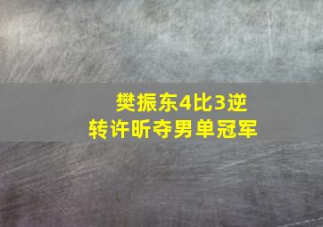 樊振东4比3逆转许昕夺男单冠军